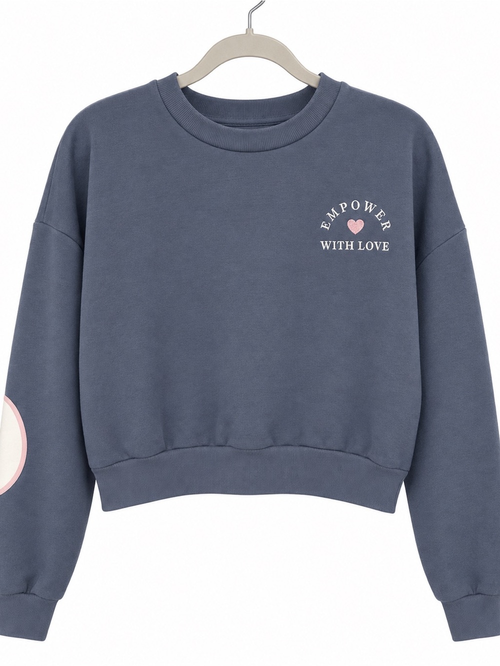 Empower With Love Blue Pink Graphic Oversized Crewneck Sweatshirt